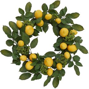 Vibrant Yellow Lemon Wreath | 22" Wide | UV Resistant | Indoor/Outdoor Use | Spring & Summer | Home & Office Decor