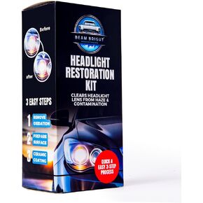 Headlight Restoration Kit - Cloudy Headlight Restoration for Plastic & Ceramic Headlights, Restores Clarity in Minutes with UV Protection for Long-Lasting Results - No Power Tools Needed