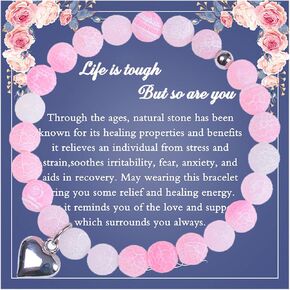HUASAI Get Well Soon Gifts Natural Stone Amethyst Healing Bracelet Inspirational Bracelet for Women