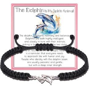 PARTNER Dolphin Bracelets for Women Dolphin Braided Bracelet for Women Dolphin Jewelry Gifts for Friends Dolphin Charm bracelets for Animal lover