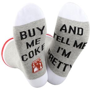 ZJXHPO Drinks Crew Sock Buy Me Drinks And Tell Me I’m Pretty Novelty Sock Drinks Lover Gift Soda Gift