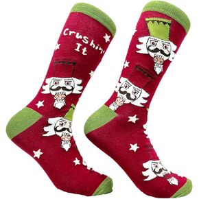 Crazy Dog T-Shirts Men's Crushin It Socks Funny Xmas Party Holiday Nutcracker Footwear
