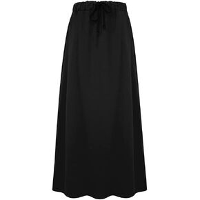 Fleece Lined Long Skirts for Women Casual Warm Elastic Waist Winter Maxi Aline Skirts