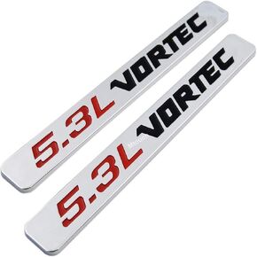 2pcs 5.3L VORTEC Side Fender Door Badge Emblems 3D Decal compatible with 1500 2500hd Silverado ((Red Black))