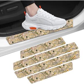 4Pcs Door Sill Protectors, Wildflowers Flower Door Sill Stickers Door Entry Guard Threshold Protection Sticker Decoration Universal for Vehicles, SUV, Truck (Vintage Wildflowers)