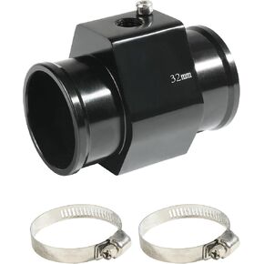 Radiator Hose Adapter,Car Accessories Water Temp Joint Pipe,Aluminum Temperature Sensor Adapter with 2 Stainless Clamps,Suitable for Hoses with 1/8 NPT Threaded Water Temperature Sensors