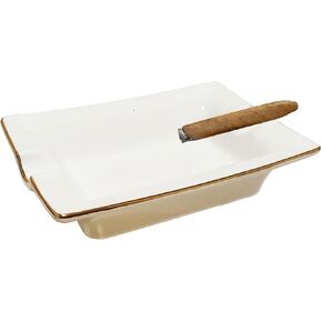 Ceramic Ashtray, VOVCAMLS Square Ashtray Creative Ashtray Indoor Outdoor Use for Living Room Coffee Home Office Table (White)