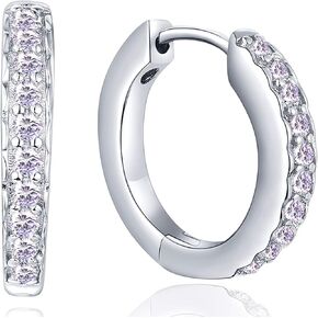 YL Hoop Earrings 925 Sterling Silver Halo Round Huggie Earrings Birthstones Jewelry for Women