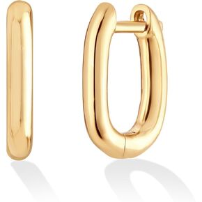 14K Gold or Platinum Plated U-Shaped Huggie Hoop Earrings for Women
