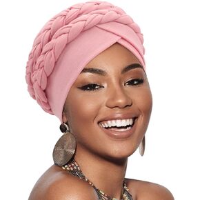 African Women Turban Caps Double Pre-Tied Twisted Turbans for Women Head Scarf for Women Hair Wraps Cover Beanie