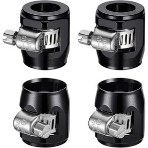 Flexible Rubber Hose Pipe Clamps - 8an Hose Finisher Clamp with Screw Band, 4Pcs/Pack Black Aluminum Hose Connectors, Great for 1/2 Fuel Line, Diesel/Gas/Air/Water/Oil and Fuel Hose Pipe