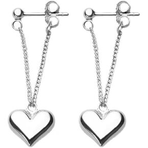 Heart Chain Dangle Earrings For Women 925 Sterling Silver Dangling Threader Earrings Women's Drop & Dangle Tassel Dangly Earrings Jewelry Gift
