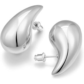 FAMARINE Chunky Silver Drop Earrings for Women Earring Big Teardrop Gold Earrings Fashion Jewelry