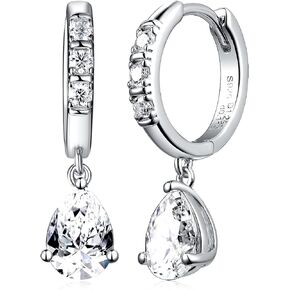D Color VVS1 Clarity Moissanite Sparkle Dangle Hoop Earrings for Women, Radiant Cut/Pear Cut/Round Cut/Star/Sun, Really Authentic Solid 925 Sterling Silver, Anniversary Valentines Jewelry