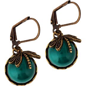 MINACHI Vintage Half Spherical Green Created Emerald Crystal Gemstone Dragonfly Earrings Statement Jewelry Gift for Women