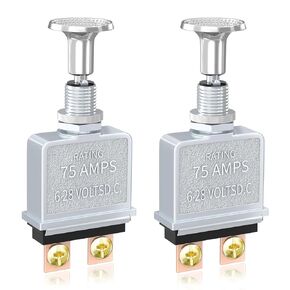 Push Pull Switch Heavy Duty 75 Amp Pull Switch 6-28V DC 2 Position Spst On/Off for Automotive, Trucks, Off-Road - 2Pcs