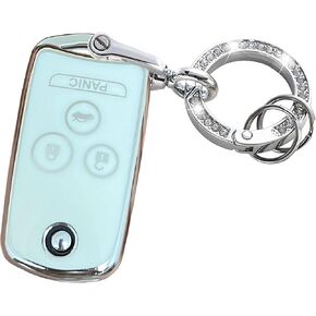 For Acura Key Fob Shell Remote Key Fit for Acura MDX Acura RDX Acura TL Acura TSX Acura ZDX Honda Accord (4 Buttons White-Silver)