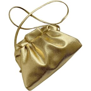 Verdusa Women's Metallic Kiss Lock Small Crossbody Bag Ruched Shoulder Purses