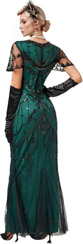 فستان طويل نسائي طويل 1920s ترتر حورية البحر تنحنح فستان حفلات الزفاف زي ث/20s مجموعة إكسسوارات غاتسبي in Kuwait