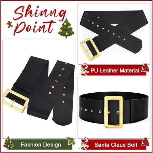 حزام WERFORU Santa Claus لعيد الميلاد زي القراصنة الأسود حزام عريض للبالغين من الرجال والنساء، مقاس الخصر المناسب 55-64 بوصة in Kuwait