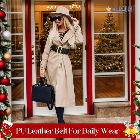 حزام WERFORU Santa Claus لعيد الميلاد زي القراصنة الأسود حزام عريض للبالغين من الرجال والنساء، مقاس الخصر المناسب 55-64 بوصة in Kuwait