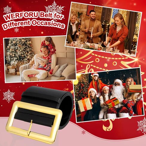 حزام WERFORU Santa Claus لعيد الميلاد زي القراصنة الأسود حزام عريض للبالغين من الرجال والنساء، مقاس الخصر المناسب 55-64 بوصة in Kuwait