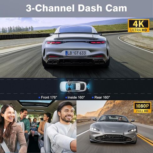 ShrinLuck 2.5K Dash Cam أمامية وخلفية، بطاقة SD 64G، كاميرا داش مزدوجة 1600P+1080P FHD للسيارات، شاشة IPS 3.2 بوصة، كاميرا داش كام بزاوية عريضة 176 درجة + 160 درجة، مستشعر G، رؤية ليلية، WDR، شاشة وقوف السيارات، تسجيل حلقة in Kuwait