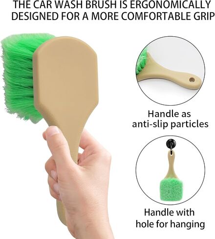 1PCS Car Wash Brush for Car Rim/Wheel/Tire, Soft Bristle Car Wash Brush, Easy to Clean Tire & Wheel Rim Dirt for Various Car Types, Short Handle - Green in Saudi Arabia