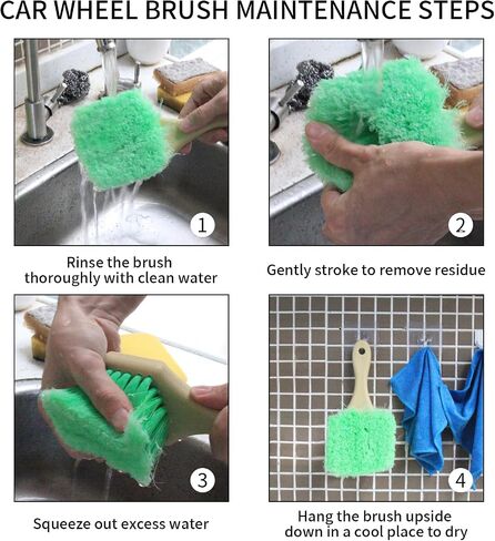 1PCS Car Wash Brush for Car Rim/Wheel/Tire, Soft Bristle Car Wash Brush, Easy to Clean Tire & Wheel Rim Dirt for Various Car Types, Short Handle - Green in Saudi Arabia
