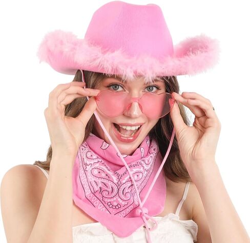 Cowgirl Hat with Bandana - Cowboy Hat for Women and Teens, Fun Cow Girl Hat, Wild West Cowgirl Costume in Saudi Arabia