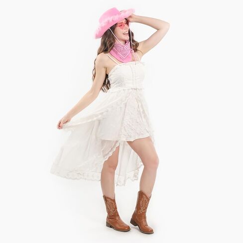 Cowgirl Hat with Bandana - Cowboy Hat for Women and Teens, Fun Cow Girl Hat, Wild West Cowgirl Costume in Saudi Arabia