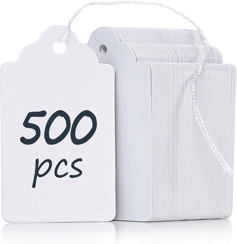 Uniclife 200 Pcs Price Tags 1.8 Inch Writable Price Labels White Price Display Tags for Pricing Clothing Jewelry Gifts Blank Hang Tags Merchandise White Marking Tags with Strings, 1.8" x 1.05" in Saudi Arabia