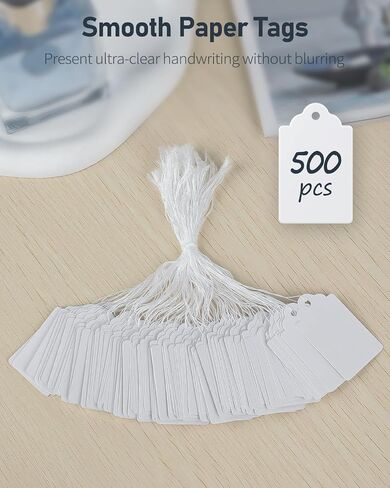 Uniclife 200 Pcs Price Tags 1.8 Inch Writable Price Labels White Price Display Tags for Pricing Clothing Jewelry Gifts Blank Hang Tags Merchandise White Marking Tags with Strings, 1.8" x 1.05" in Saudi Arabia