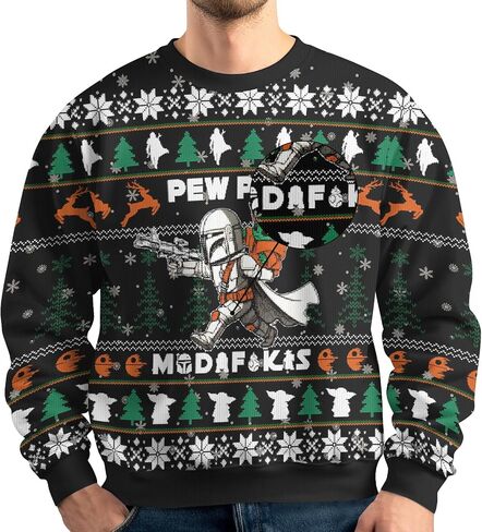 34HD Ugly Christmas Sweater 2024, Funny Crewneck Sweatshirt for Men, Christmas Ugly Sweater Men, Gifts for Christmas in Saudi Arabia