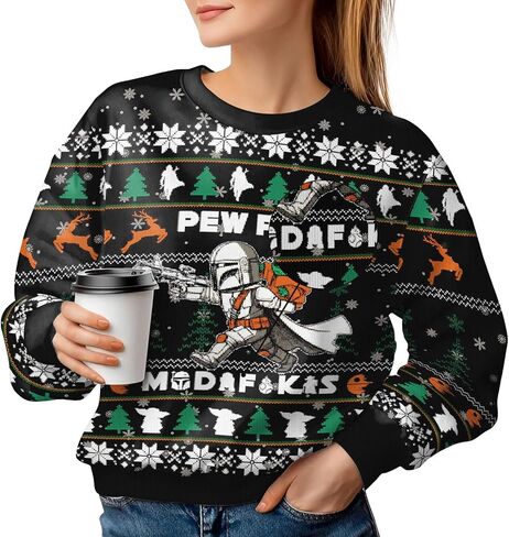 34HD Ugly Christmas Sweater 2024, Funny Crewneck Sweatshirt for Men, Christmas Ugly Sweater Men, Gifts for Christmas in Saudi Arabia