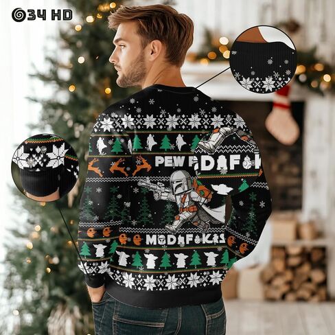 34HD Ugly Christmas Sweater 2024, Funny Crewneck Sweatshirt for Men, Christmas Ugly Sweater Men, Gifts for Christmas in Saudi Arabia