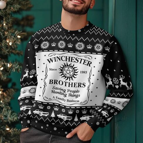 34HD Ugly Christmas Sweater 2024, Funny Crewneck Sweatshirt for Men, Christmas Ugly Sweater Men, Gifts for Christmas in Saudi Arabia