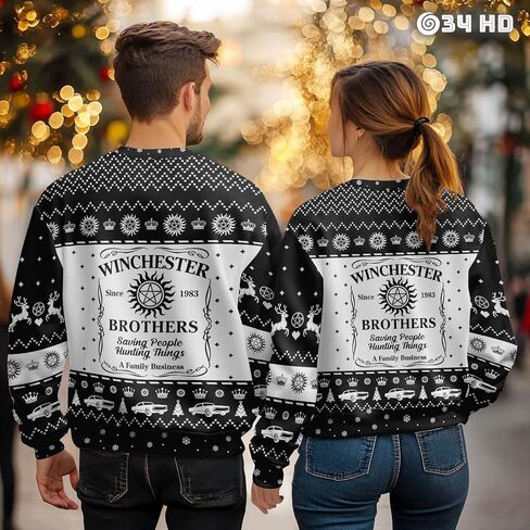 34HD Ugly Christmas Sweater 2024, Funny Crewneck Sweatshirt for Men, Christmas Ugly Sweater Men, Gifts for Christmas in Saudi Arabia