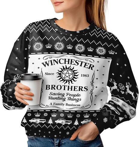 34HD Ugly Christmas Sweater 2024, Funny Crewneck Sweatshirt for Men, Christmas Ugly Sweater Men, Gifts for Christmas in Saudi Arabia