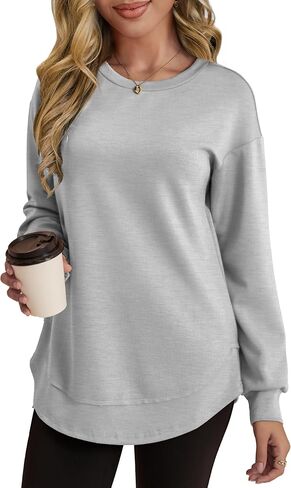 VERABENDI Womens Sweatshirt Crewneck Long Sleeve Lightweight Soft Tunic Fall Pullover Sweatshirts for Women S-XL in Saudi Arabia