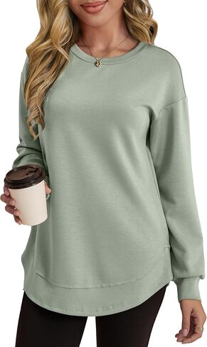 VERABENDI Womens Sweatshirt Crewneck Long Sleeve Lightweight Soft Tunic Fall Pullover Sweatshirts for Women S-XL in Saudi Arabia