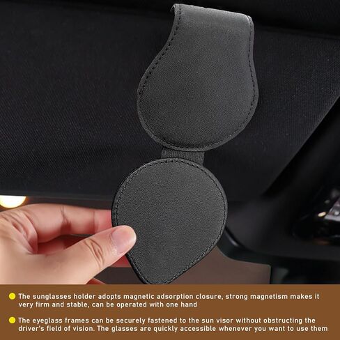 Augeny Bling Sunglass Holder for Car Sun Visor, Leather Auto Visor Eyeglasses Clip Mount with Rhinestones, Bling Glasses Holder for Women Girls, Universal Car Interior Accessories (Beige & White) in Kuwait