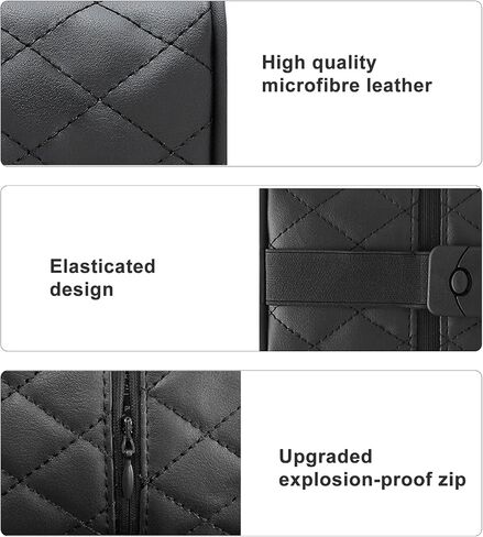 Car Tissue Holder, Made of High Grade PU Leather for Tissue Holder for Car. Car Tissue Box Holder with Adjustable Shoulder Strap for Seat Back, Center Console and Sun Visor, (Black) in Saudi Arabia
