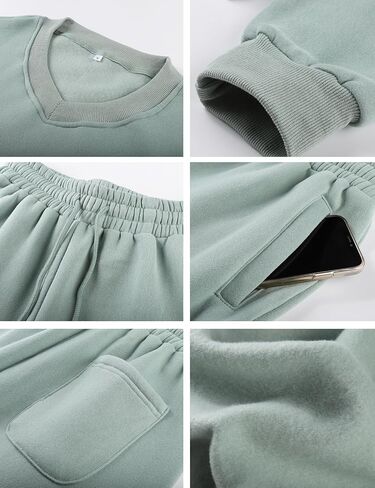 PEHMEA ملابس نسائية مكونة من قطعتين بلوفر بأكمام طويلة وسراويل ركض بدلة رياضية (BeanGreen-M) in Kuwait