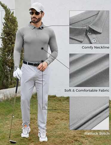 Men's Long Sleeve Golf Polo Shirt UPF 50+ Sun Protection Cool Shirts Quick Dry UV Shirts Fishing Outdoor in Saudi Arabia