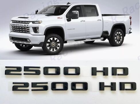 2X 2500 HD Gloss Black Badge Emblem - Set of 2 Replacement Emblems for Silverado Sierra 2020 to 2024 in Saudi Arabia