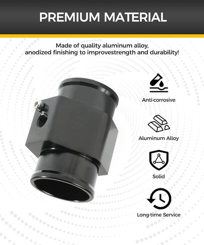 Radiator Hose Adapter,Car Accessories Water Temp Joint Pipe,Aluminum Temperature Sensor Adapter with 2 Stainless Clamps,Suitable for Hoses with 1/8 NPT Threaded Water Temperature Sensors in Saudi Arabia