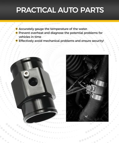Radiator Hose Adapter,Car Accessories Water Temp Joint Pipe,Aluminum Temperature Sensor Adapter with 2 Stainless Clamps,Suitable for Hoses with 1/8 NPT Threaded Water Temperature Sensors in Saudi Arabia