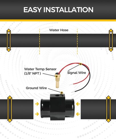 Radiator Hose Adapter,Car Accessories Water Temp Joint Pipe,Aluminum Temperature Sensor Adapter with 2 Stainless Clamps,Suitable for Hoses with 1/8 NPT Threaded Water Temperature Sensors in Saudi Arabia