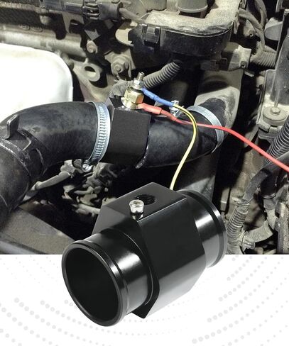 Radiator Hose Adapter,Car Accessories Water Temp Joint Pipe,Aluminum Temperature Sensor Adapter with 2 Stainless Clamps,Suitable for Hoses with 1/8 NPT Threaded Water Temperature Sensors in Saudi Arabia